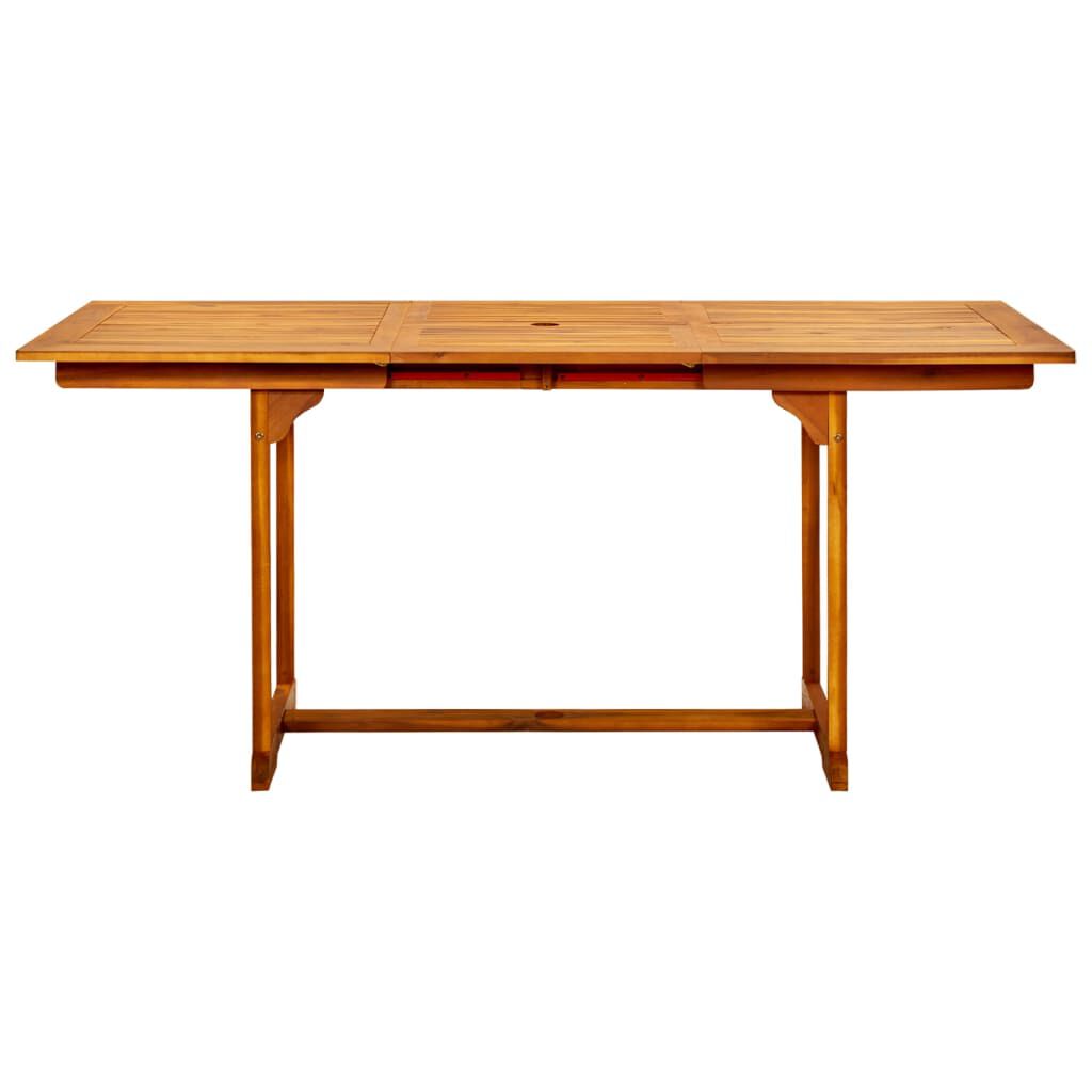 vidaXL طاولة سفرة حديقة (120-170)×80×75 سم خشب أكاسيا صلب