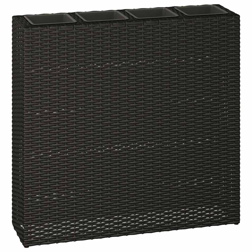 vidaXL حوض زراعي مرتفع مع 4 أصص بولي روطان أسود