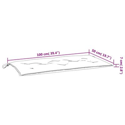 vidaXL وسائد مقعد حديقة طويل 2ق ميلانج كريمي 7x50x100 سم قماش