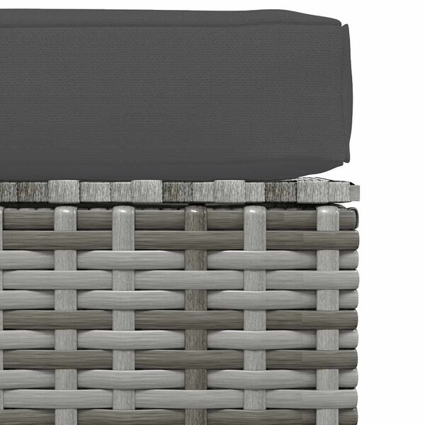 vidaXL مسند قدم حديقة مع وسادة رمادي 70×70×30 سم بولي روطان