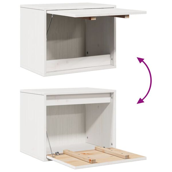 vidaXL خزانات حائط لون أبيض 35x30x45 سم خشب صنوبر صلب