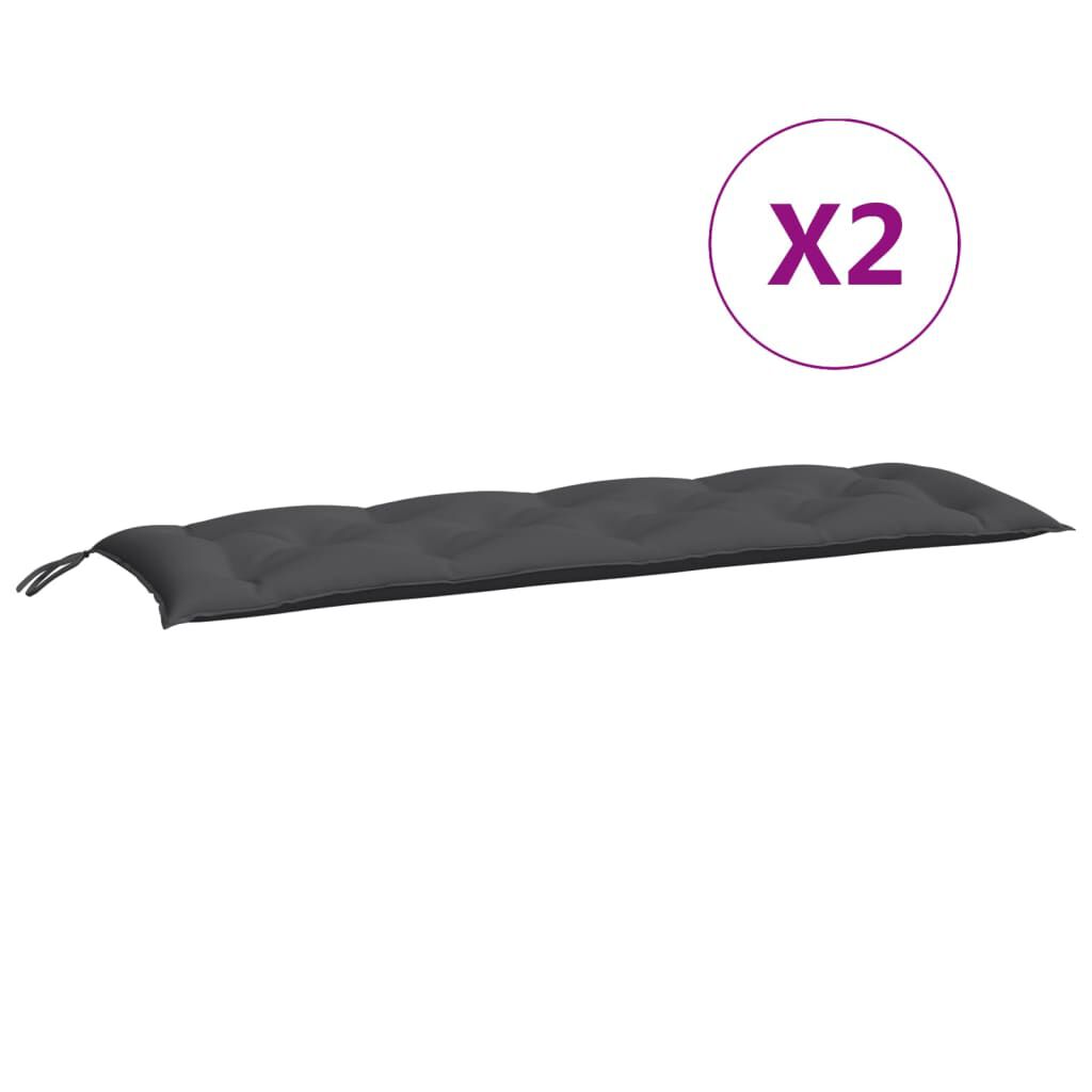 vidaXL وسائد بنش حديقة 2 ق أنثراسيت 150×50×7 سم قماش أكسفورد