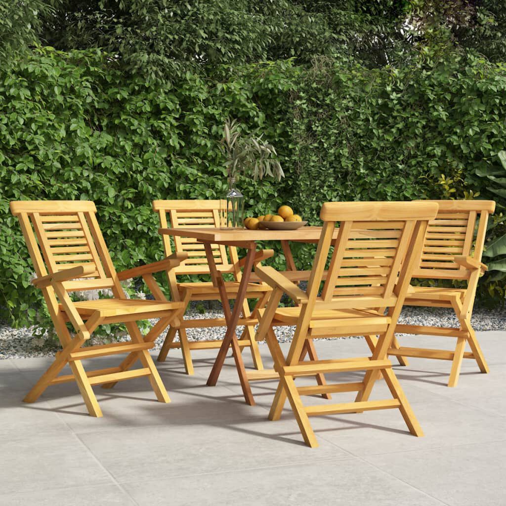 vidaXL كراسي حديقة قابلة للطي 4 ق 56x63x90 سم خشب ساج صلب