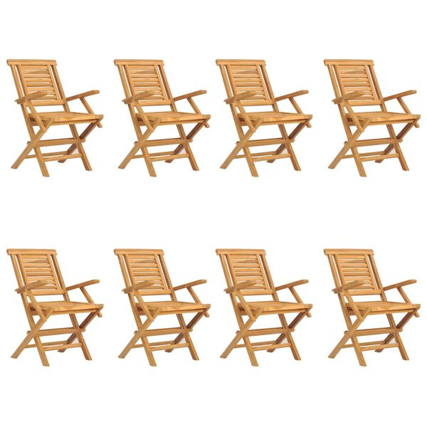 vidaXL كراسي حديقة قابلة للطي 8 ق 56x63x90 سم خشب ساج صلب