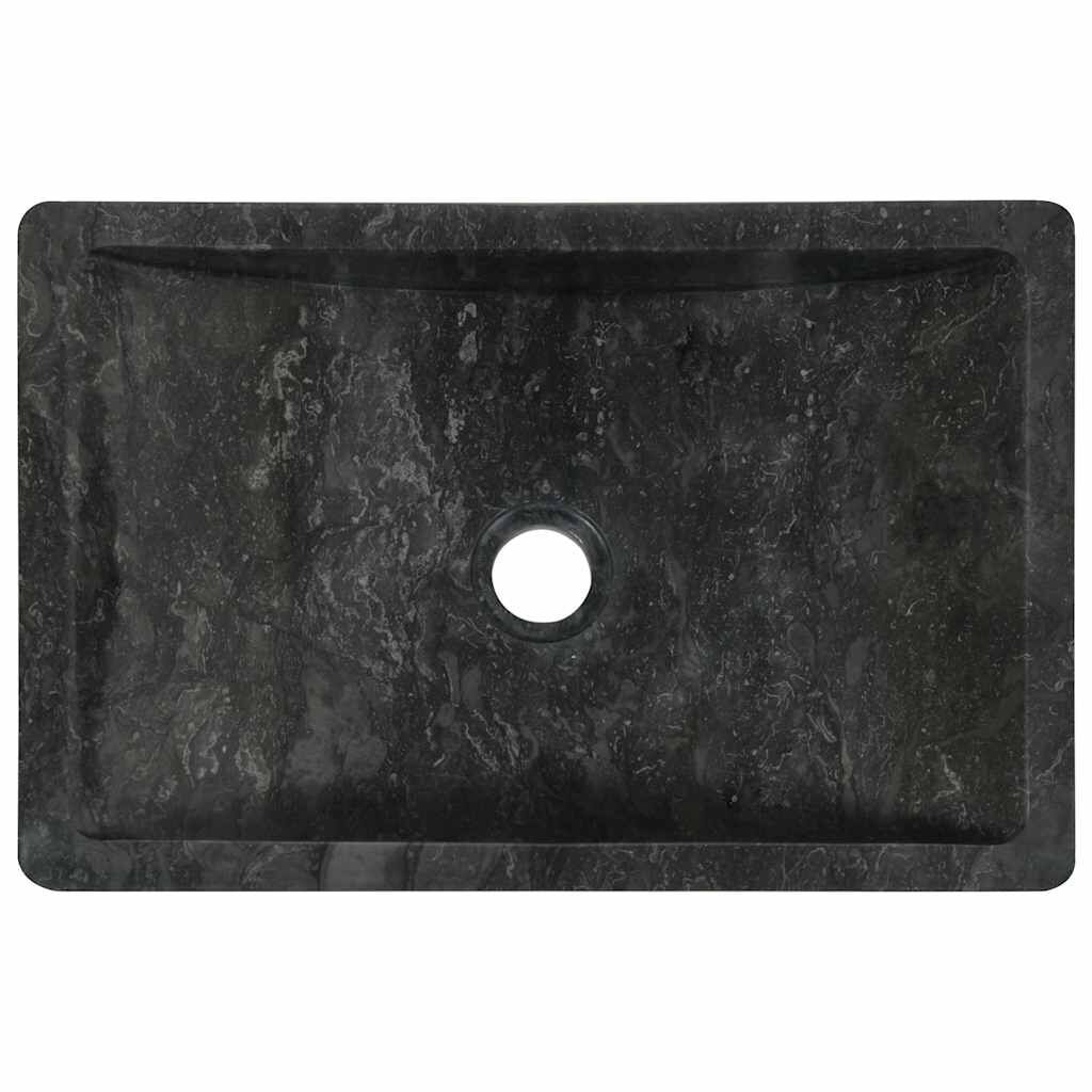 vidaXL حوض 45×30×12 سم رخام أسود