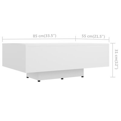 vidaXL طاولة قهوة لون أبيض 85×55×31 سم خشب صناعي