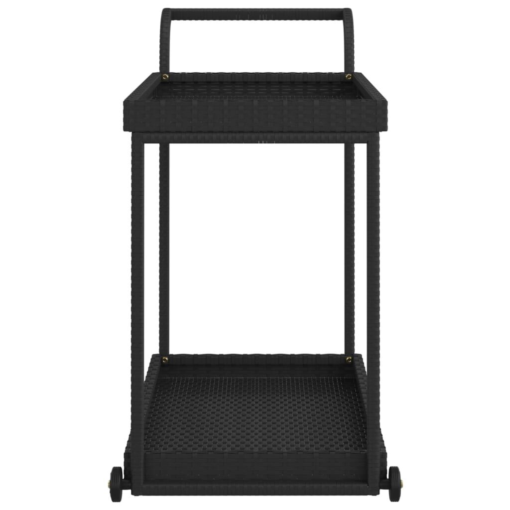 vidaXL عربة بار مع درج أسود 100×45×83 سم بولي روطان