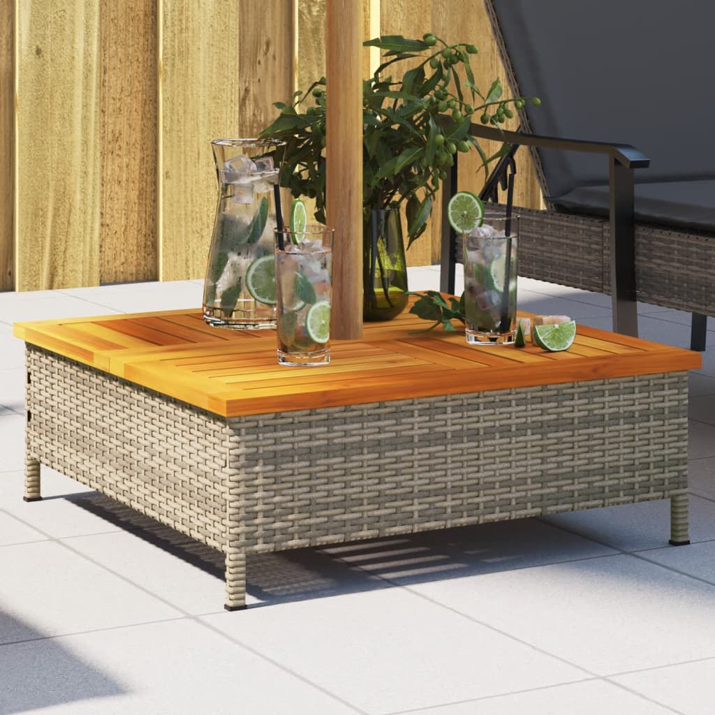 vidaXL غطاء قاعدة مظلة لون رمادي 25x70x70 سم بولي روطان وأكاسيا