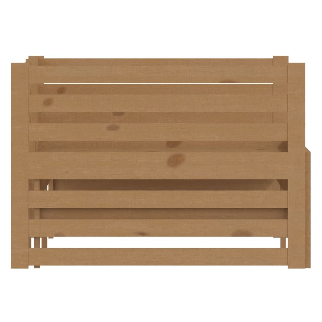 vidaXL سرير نهاري قابل للسحب خشب صنوبر صلب بني عسلي 2×(90×200) سم