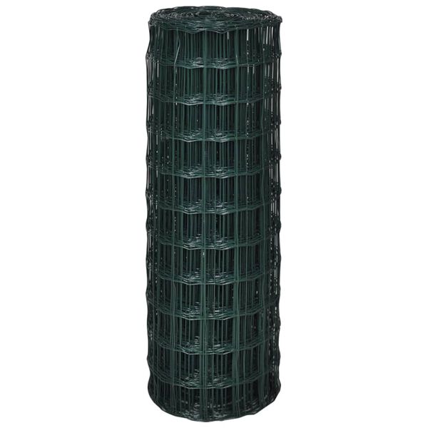 vidaXL سياج يورو فولاذ 1,0x25 متر أخضر