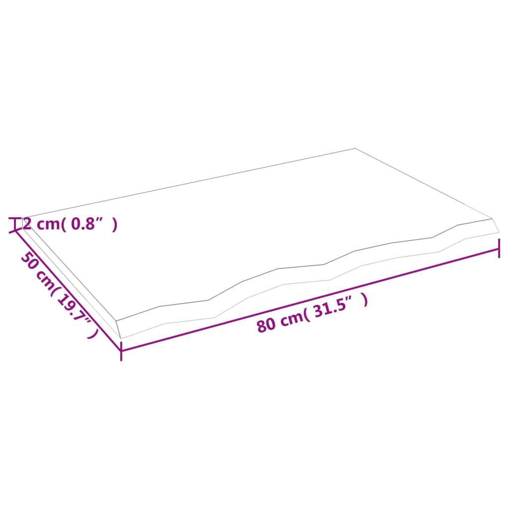 vidaXL رف حائط لون بني فاتح 2x50x80 سم خشب بلوط صلب معالج