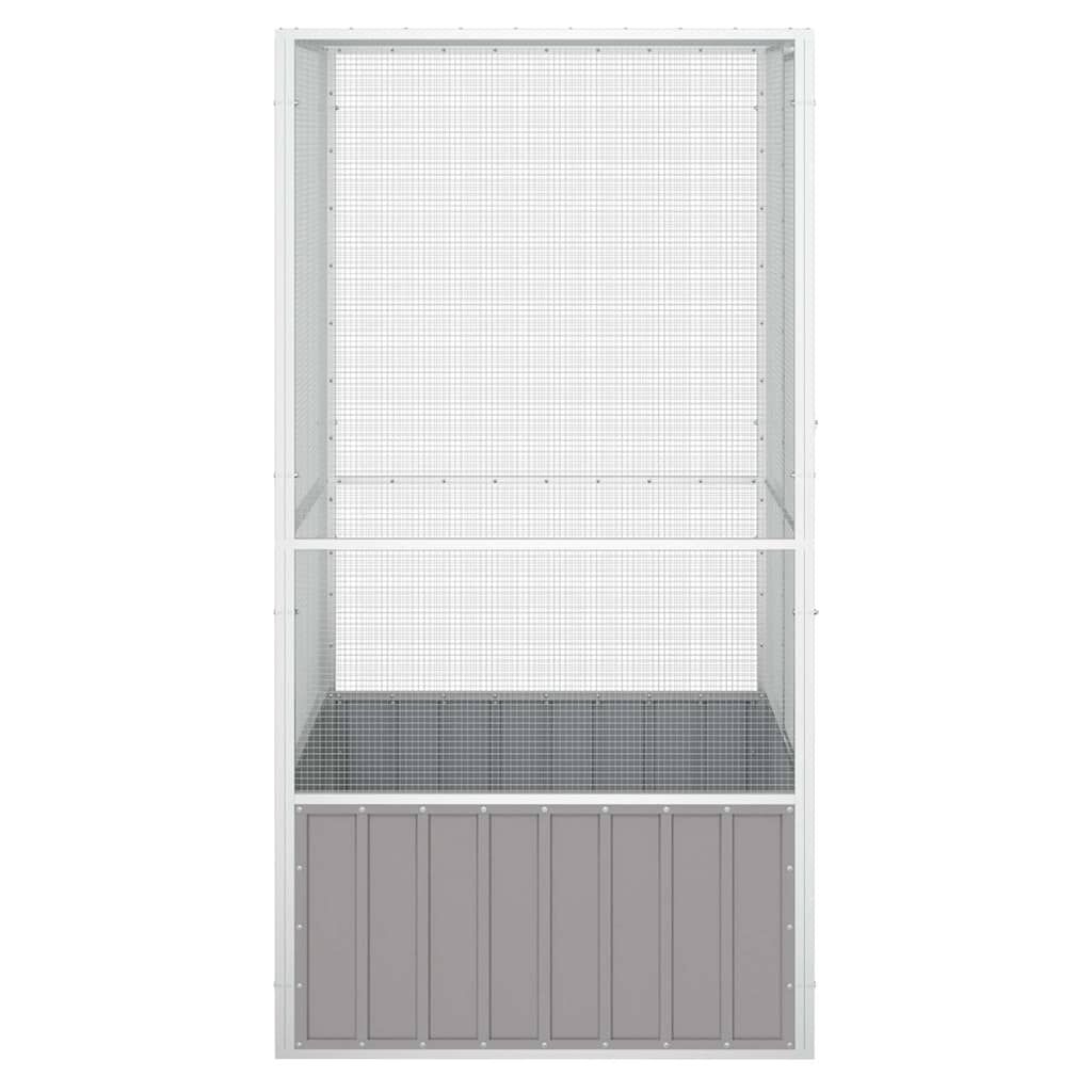 vidaXL قفص طيور لون رمادي 211,5x107x111 سم فولاذ مجلفن