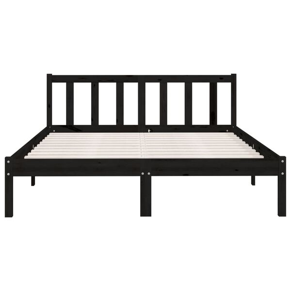 vidaXL إطار سرير خشب صنوبر صلب أسود 140×200 سم