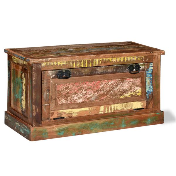 vidaXL مقعد تخزين الأحذية خشب صلب مستصلح