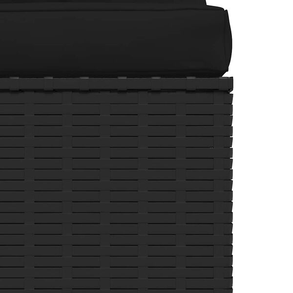 vidaXL أريكة حديقة وسطى مع وسائد بولي روطان أسود