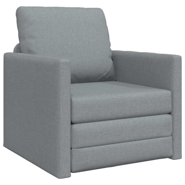 vidaXL سرير أريكة أرضي 2 في 1 لون رمادي فاتح 55x174x112 سم قماش
