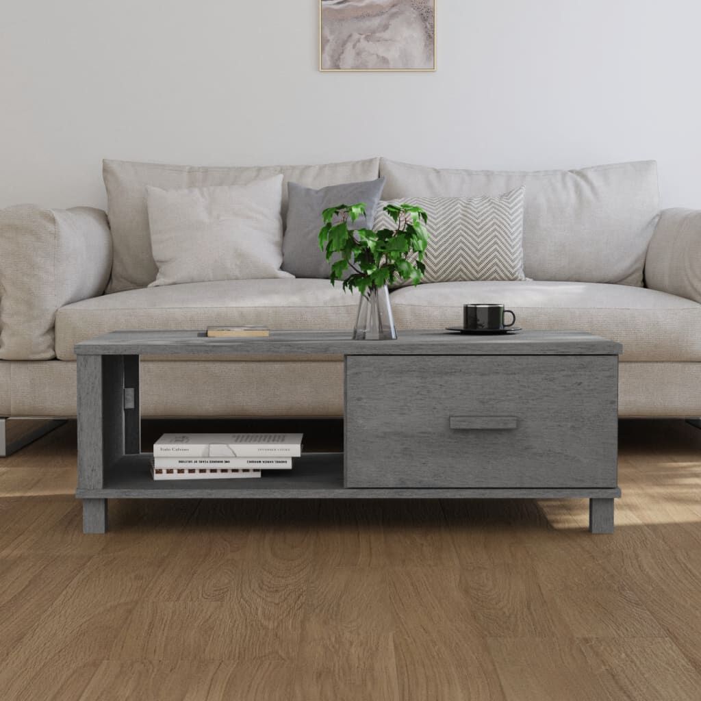 vidaXL طاولة قهوة رمادي داكن 100×55×35 سم خشب صنوبر صلب