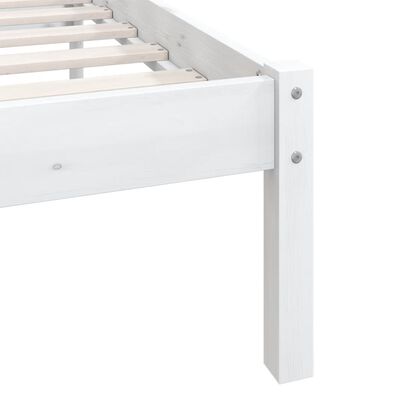 vidaXL إطار سرير خشب صنوبر صلب أبيض 90×200 سم