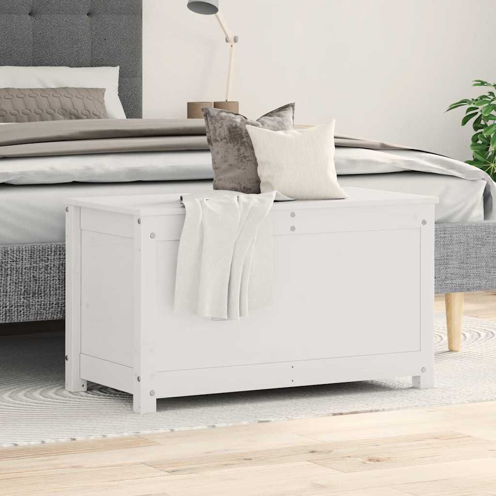 vidaXL صندوق تخزين لون أبيض 45,5x40x80 سم خشب صنوبر صلب