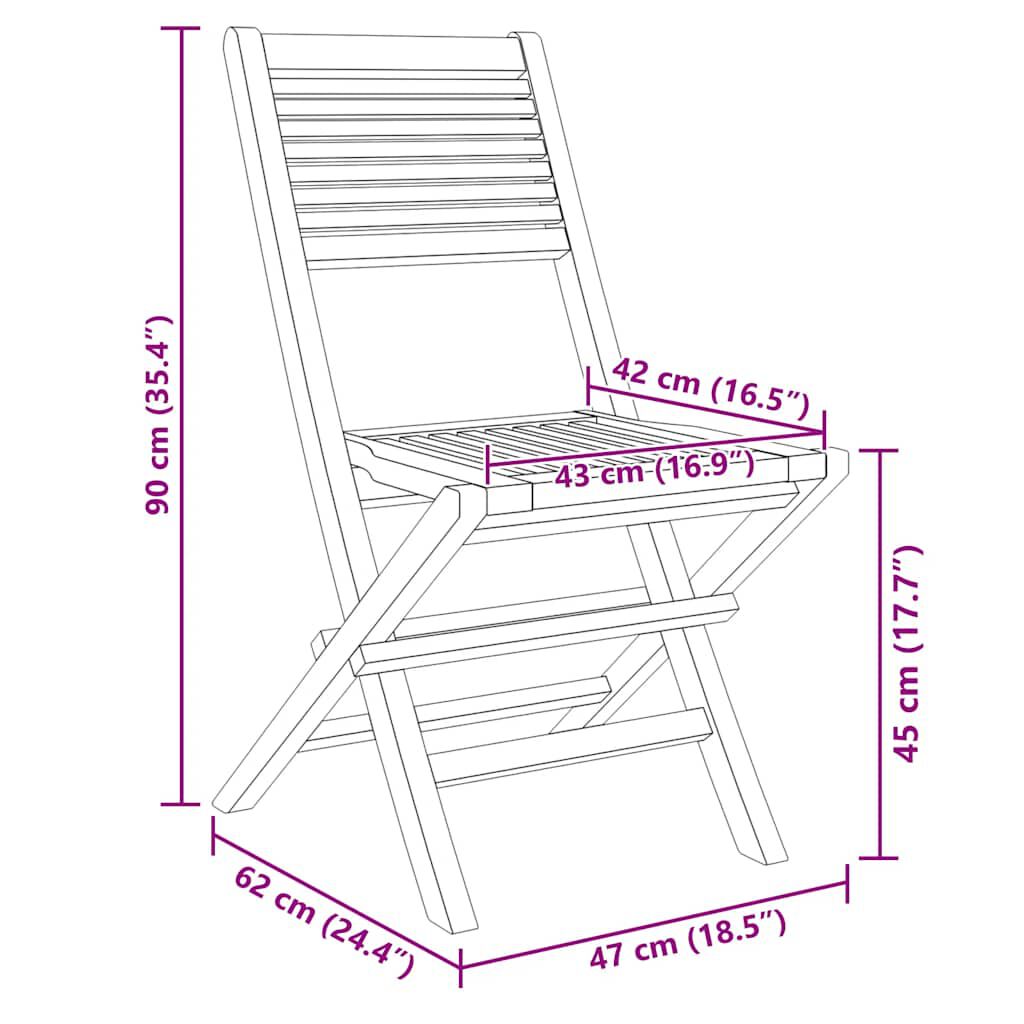 vidaXL كراسي حديقة قابلة للطي 6 ق 47x62x90 سم خشب ساج صلب