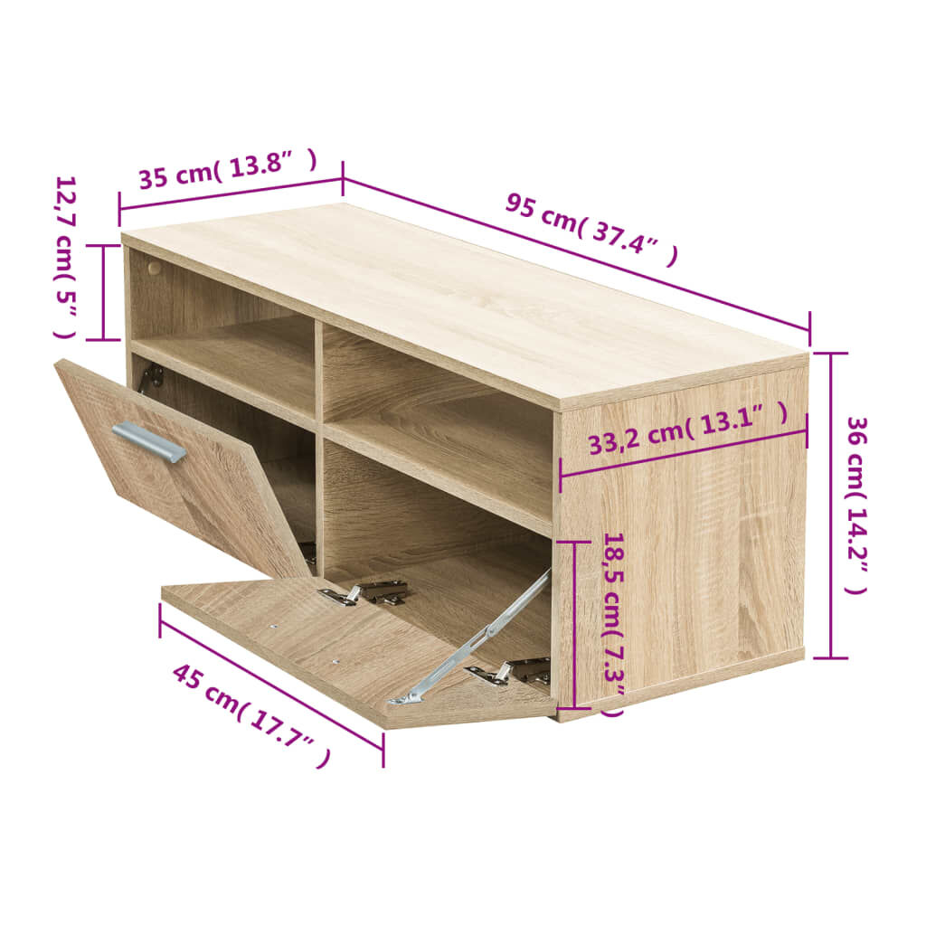 vidaXL خزانة تلفزيون خشب صناعي 36x35x95 سم أوك