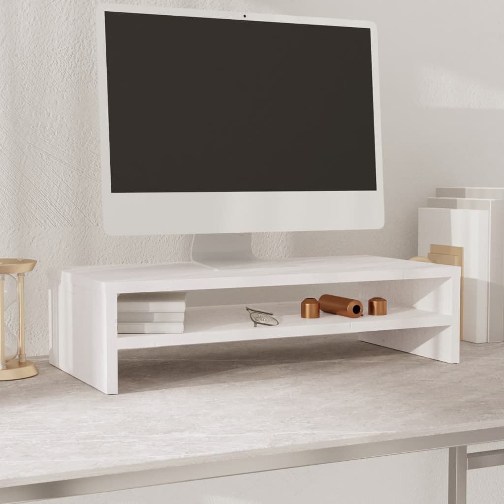 vidaXL حامل شاشة لون أبيض 13x24x50 سم خشب صنوبر صلب