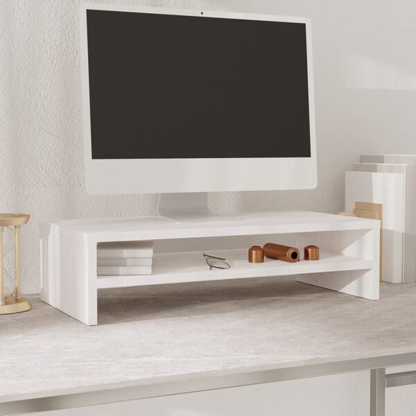 vidaXL حامل شاشة لون أبيض 13x24x50 سم خشب صنوبر صلب