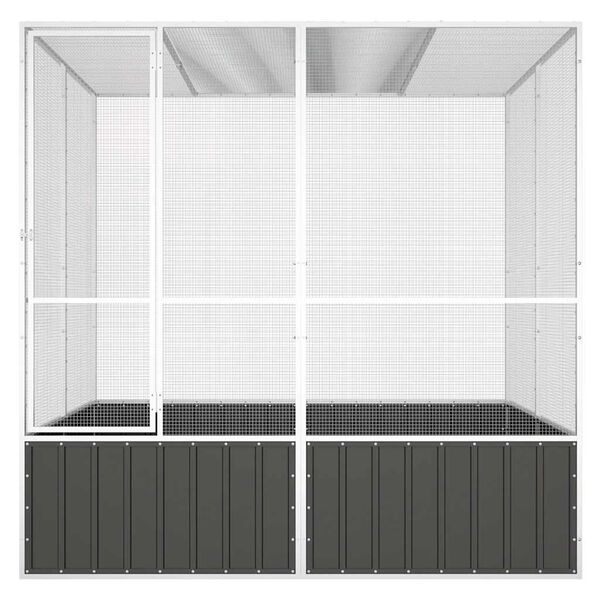 vidaXL قفص طيور أنثراسايت 211,5x217,5x213,5 سم فولاذ مجلفن