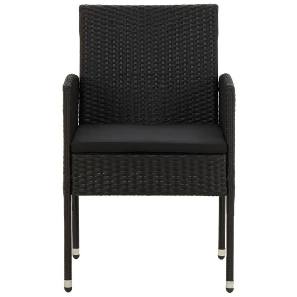 vidaXL عدد 3 قطع طقم سفرة خارجي بولي روطان أسود