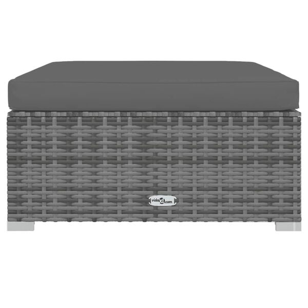 vidaXL طقم جلسة حديقة 10 قطع مع وسائد بولي روطان رمادي