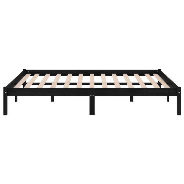 vidaXL إطار سرير دون مرتبة لون أسود خشب صلب 200x120 سم