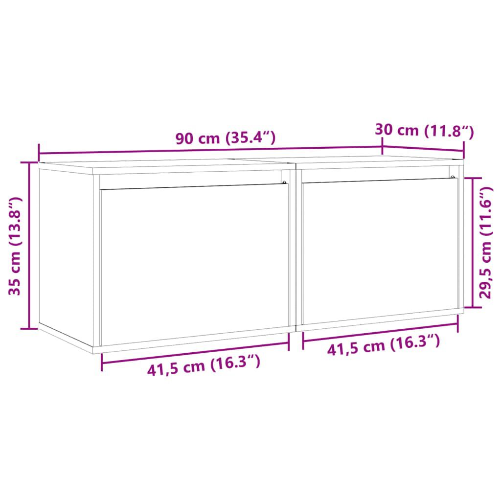 vidaXL خزانات حائط 2ق 35x30x45 سم خشب صنوبر صلب