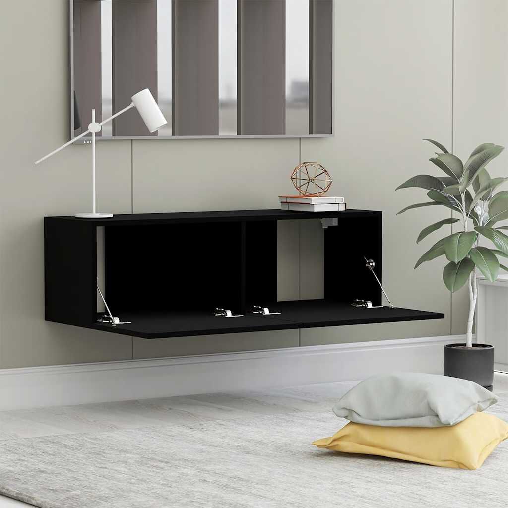 vidaXL خزانة تلفزيون أسود 100×30×30 سم خشب صناعي