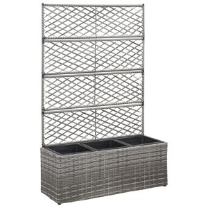 حوض تعريشة زراعي مرتفع مع 3 أصائص 130x30x83 سم بولي روطان رمادي