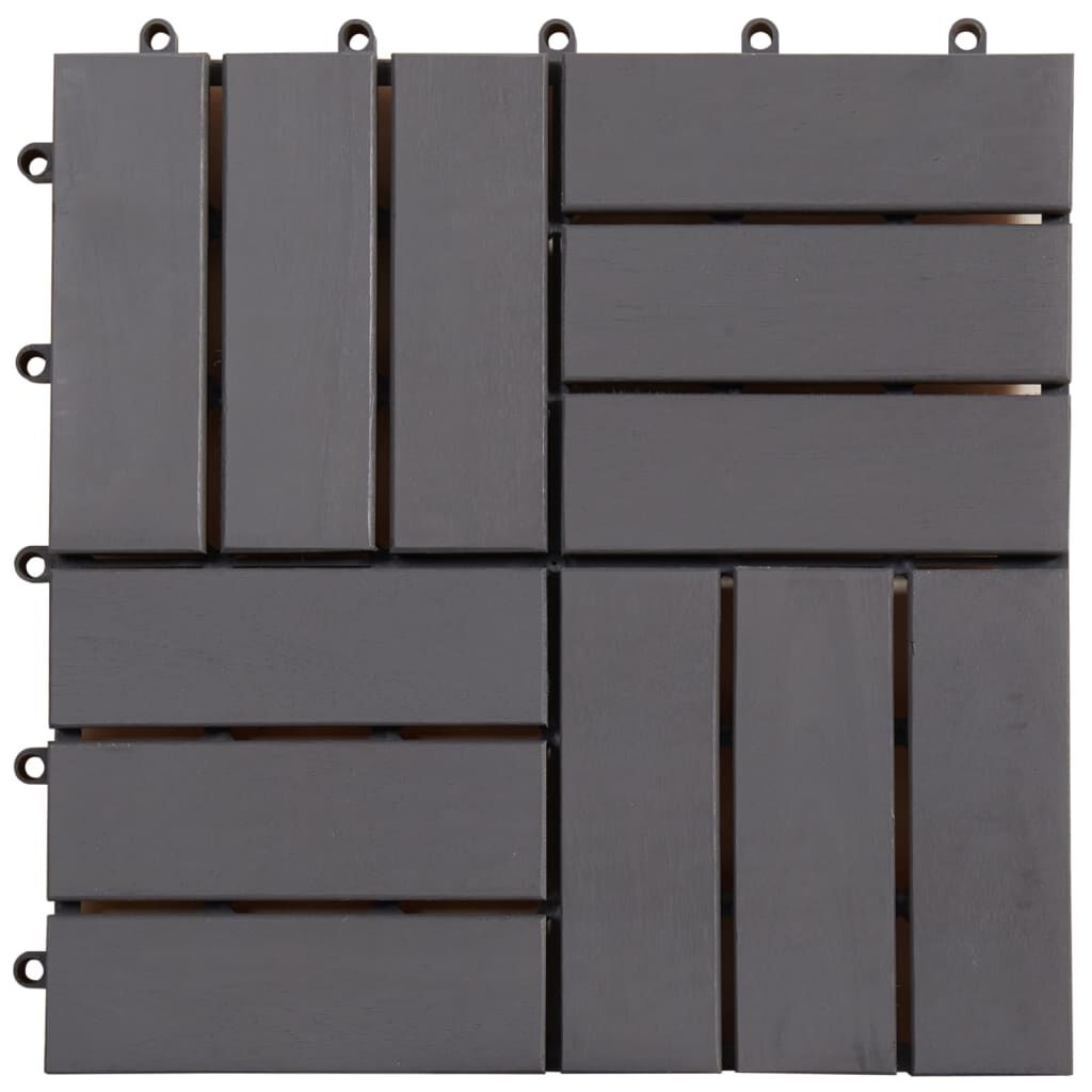 vidaXL بلاط أرضية 10 قطع تشطيب رمادي 30×30 سم خشب أكاسيا صلب