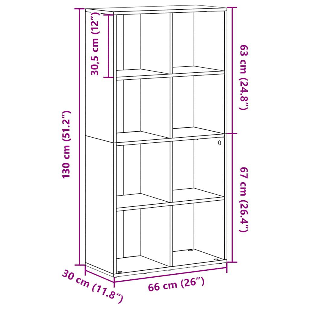 vidaXL خزانة كتب/خزانة جانبية سونوما أوك 66×30×130 سم خشب صناعي