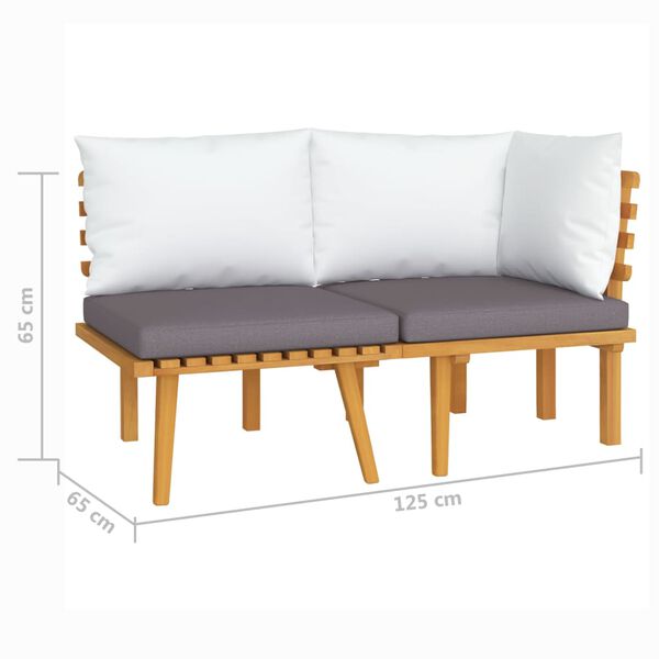 vidaXL طقم قطعتين أريكة جلسة حديقة مع وسائد خشب أكاسيا صلب