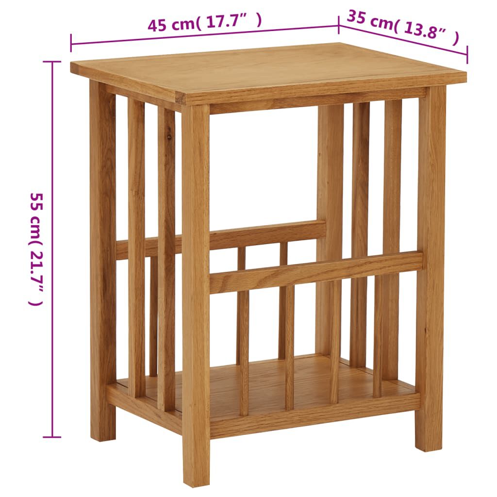 vidaXL طاولة مجلات 45×35×55 سم خشب بلوط صلب