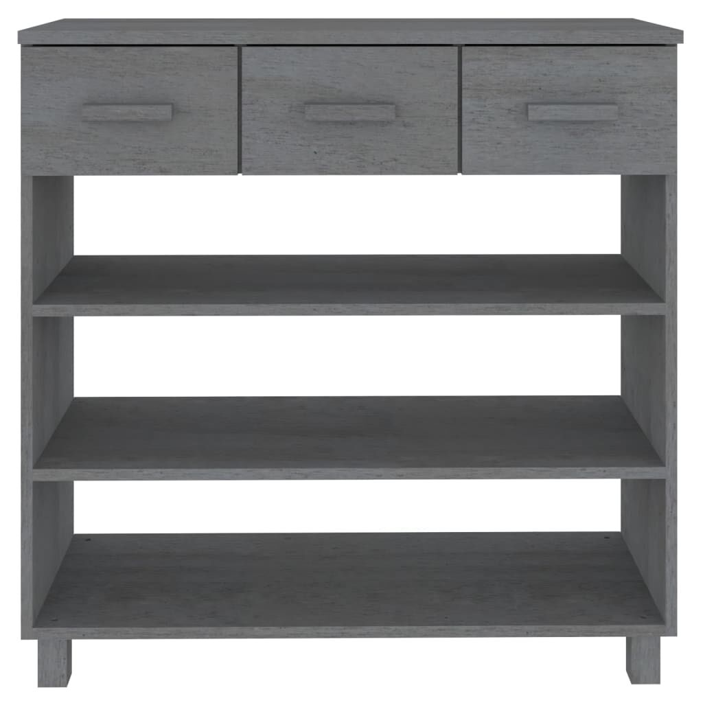 vidaXL طاولة كونسول رمادي داكن 90×35×90 سم خشب صنوبر صلب