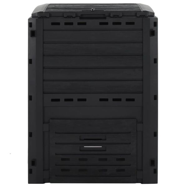vidaXL صندوق حديقة كمبوستر أسود 280 لتر بولي بروبلين