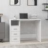 vidaXL مكتب بأدراج لون أبيض 102×50×76 سم خشب صناعي