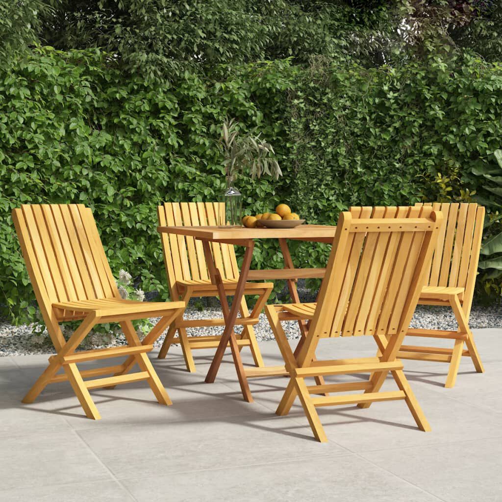 vidaXL كراسي حديقة قابلة للطي 4 ق 47x47x89 سم خشب ساج صلب