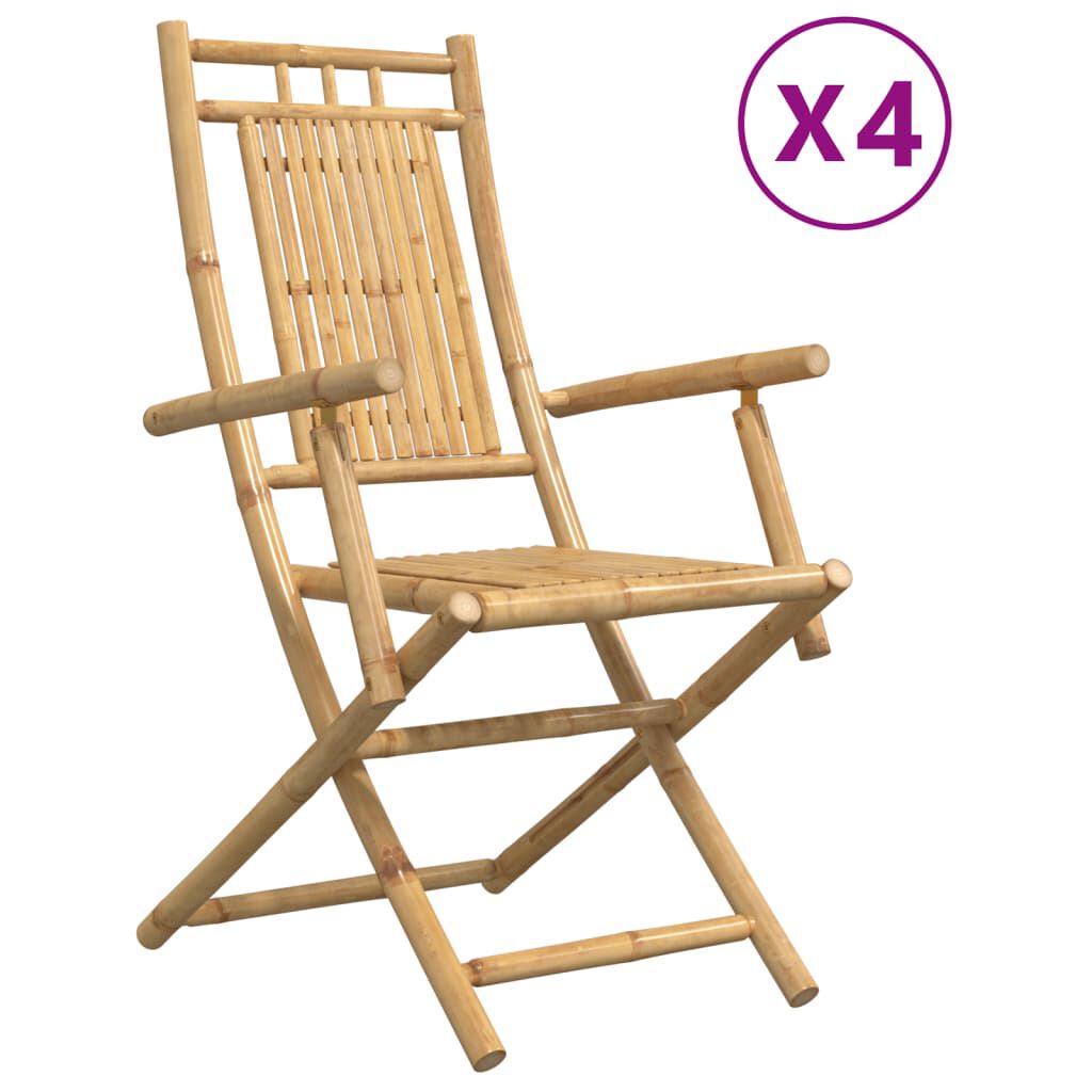 vidaXL كراسي حديقة قابلة للطي 4 قطع 99x66x53 سم خيزران