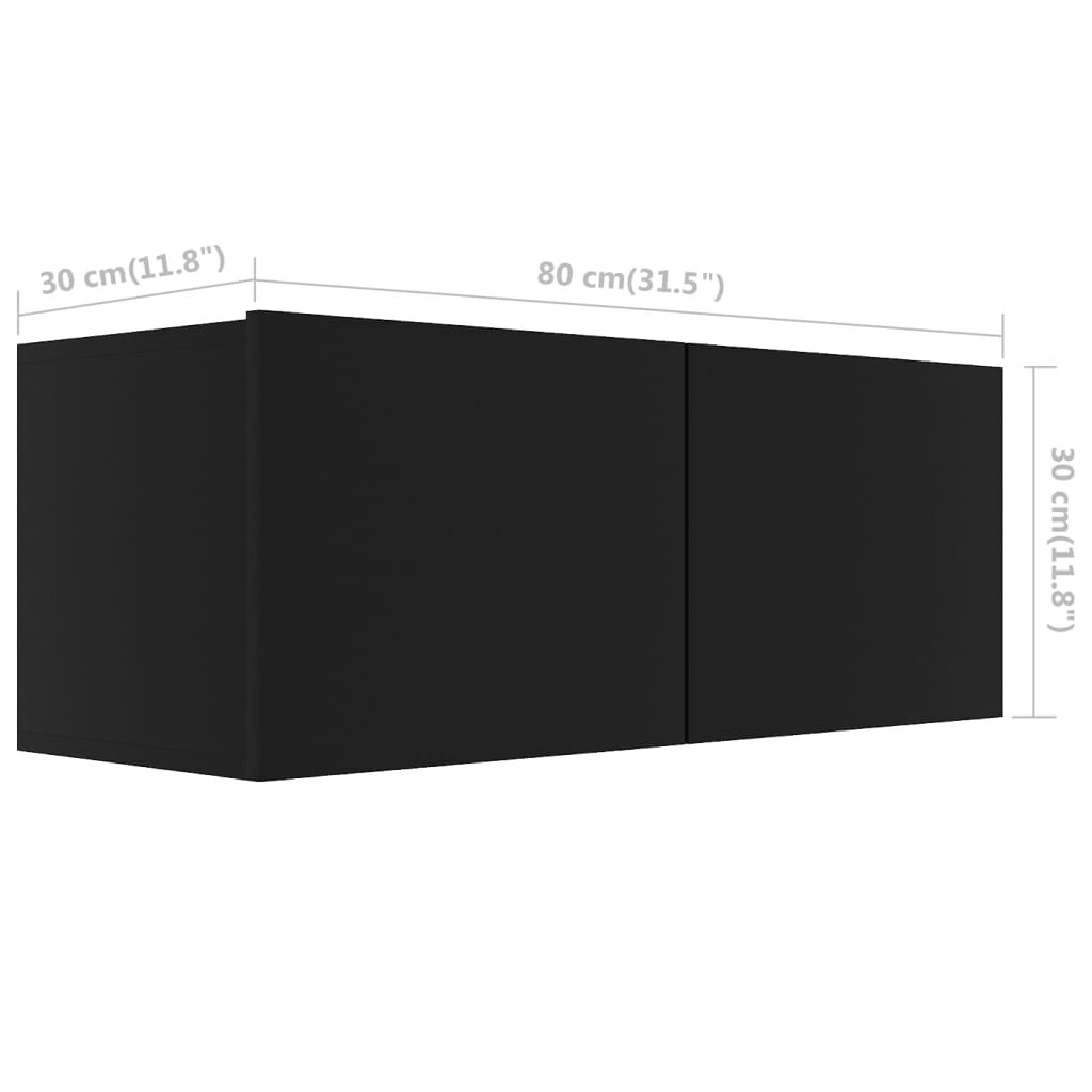 vidaXL خزانة تلفزيون أسود 80×30×30 سم خشب صناعي