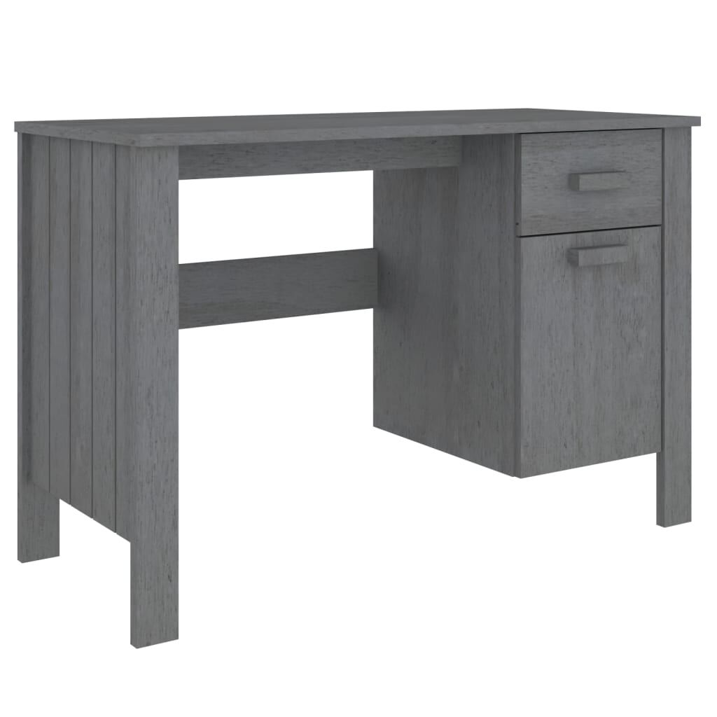 vidaXL مكتب رمادي داكن 113×50×75 سم خشب صنوبر صلب