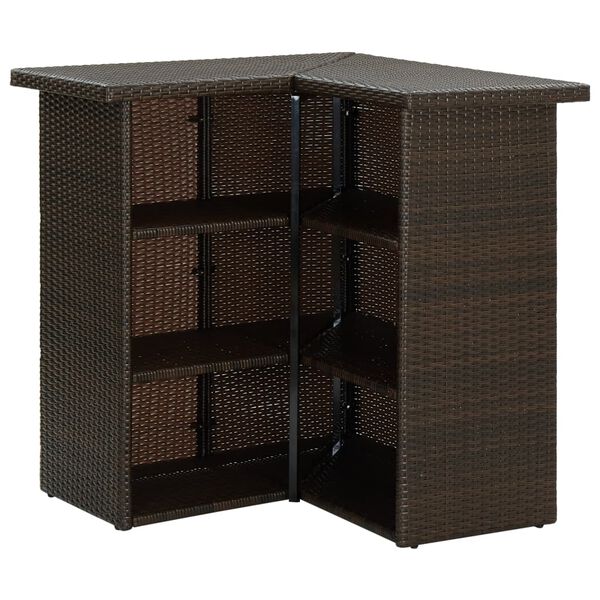 vidaXL طاولة ركنية بار بني 100×50×105 سم بولي روطان
