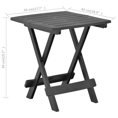 vidaXL طاولة حديقة قابلة للطي أنثراسيت 45×43×50 سم بلاستيك