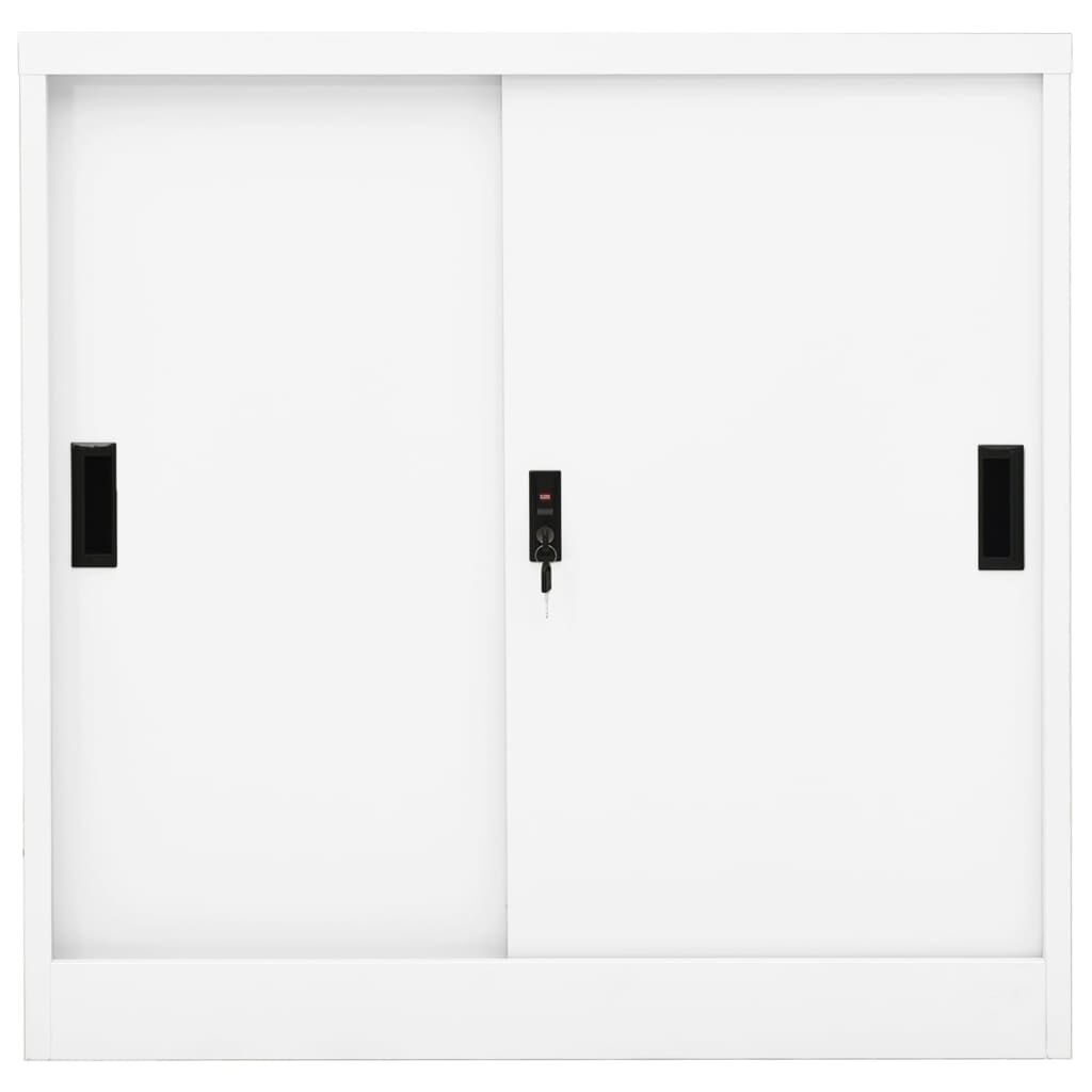 vidaXL خزانة مكتب مع باب منزلق أبيض 90×40×90 سم فولاذ