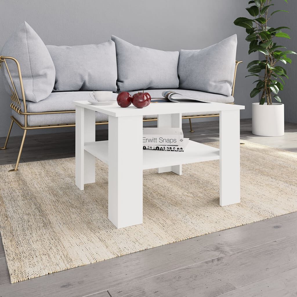 vidaXL طاولة قهوة لون أبيض 60×60×42 سم خشب صناعي