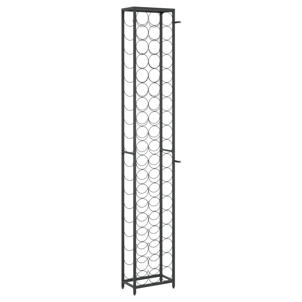 vidaXL حامل نبيذ 57 زجاجة لون أسود 200x18x34 سم حديد مطاوع